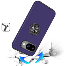 For Google Pixel 9a Case Rubber Dual Layer Magnetic RingStand + Tempered Glass