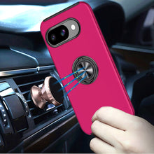 For Google Pixel 9a Case Rubber Dual Layer Magnetic RingStand + Tempered Glass