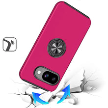 For Google Pixel 9a Case Rubber Dual Layer Magnetic RingStand + Tempered Glass