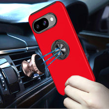 For Google Pixel 9a Case Rubber Dual Layer Magnetic RingStand + Tempered Glass