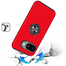 For Google Pixel 9a Case Rubber Dual Layer Magnetic RingStand + Tempered Glass