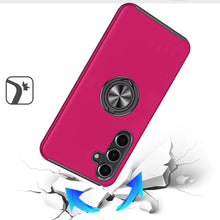 For Samsung S25+/S24+ Case Rubber Dual Layer Magnetic Ringstand + Tempered Glass