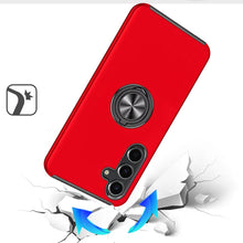 For Samsung S25+/S24+ Case Rubber Dual Layer Magnetic Ringstand + Tempered Glass