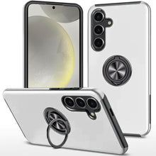 For Samsung S25+/S24+ Case Rubber Dual Layer Magnetic Ringstand + Tempered Glass