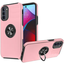 For iPhone 15 Case Rubber Dual Layer Magnetic RingStand Cover + 2 Tempered Glass