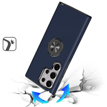 For Samsung S25 Ultra Case Rubber Dual Layer Magnetic Ringstand + Tempered Glass