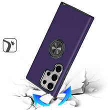 For Samsung S25 Ultra Case Rubber Dual Layer Magnetic Ringstand + Tempered Glass