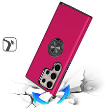 For Samsung S25 Ultra Case Rubber Dual Layer Magnetic Ringstand + Tempered Glass