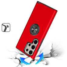 For Samsung S25 Ultra Case Rubber Dual Layer Magnetic Ringstand + Tempered Glass