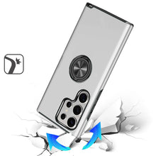 For Samsung S25 Ultra Case Rubber Dual Layer Magnetic Ringstand + Tempered Glass