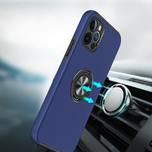 For iPhone 12 Pro Max Case Rubber Dual Layer Magnetic RingStand + Tempered Glass