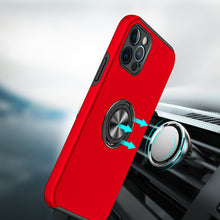 For iPhone XR Case Rubberized Dual Layer Metal Ring Stand Cover + Tempered Glass