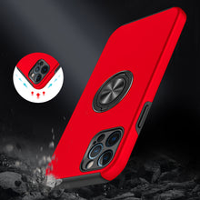 For iPhone 12 Pro Max Case Rubber Dual Layer Magnetic RingStand + Tempered Glass