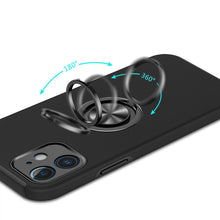 For iPhone 12/12 Pro Case Rubber Dual Layer Magnetic RingStand + Tempered Glass