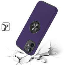 For iPhone 12/12 Pro Case Rubber Dual Layer Magnetic RingStand + Tempered Glass