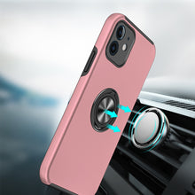 For iPhone 12/12 Pro Case Rubber Dual Layer Magnetic RingStand + Tempered Glass