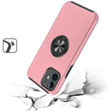 For iPhone 12/12 Pro Case Rubber Dual Layer Magnetic RingStand + Tempered Glass