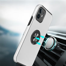 For iPhone 12/12 Pro Case Rubber Dual Layer Magnetic RingStand + Tempered Glass