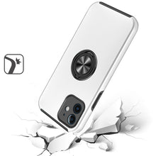 For iPhone 12/12 Pro Case Rubber Dual Layer Magnetic RingStand + Tempered Glass