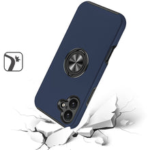 For iPhone 16 6.1inch Case Dual Layer Magnetic Ring Stand Hybrid +Tempered Glass