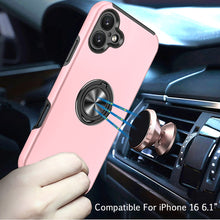 For iPhone 16 6.1inch Case Dual Layer Magnetic Ring Stand Hybrid +Tempered Glass