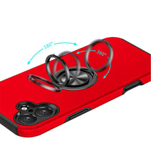 For iPhone 16 6.1inch Case Dual Layer Magnetic Ring Stand Hybrid +Tempered Glass