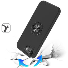 For iPhone 16e Case Rubberized Dual Layer Magnetic Ring Stand + Tempered Glass