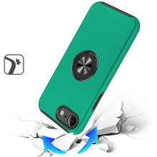 For iPhone 16e Case Rubberized Dual Layer Magnetic Ring Stand + Tempered Glass