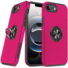 For iPhone 16e Case Rubberized Dual Layer Magnetic Ring Stand + Tempered Glass