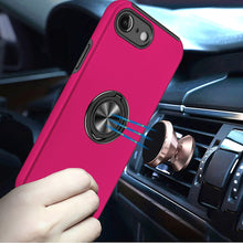 For iPhone 16e Case Rubberized Dual Layer Magnetic Ring Stand + Tempered Glass