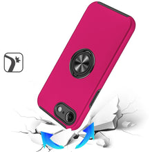 For iPhone 16e Case Rubberized Dual Layer Magnetic Ring Stand + Tempered Glass