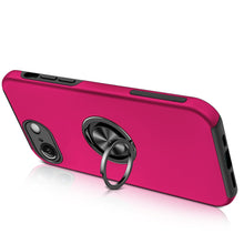 For iPhone 16e Case Rubberized Dual Layer Magnetic Ring Stand + Tempered Glass