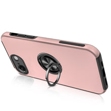 For iPhone 16e Case Rubberized Dual Layer Magnetic Ring Stand + Tempered Glass