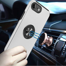 For iPhone 16e Case Rubberized Dual Layer Magnetic Ring Stand + Tempered Glass