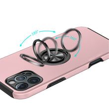 For iPhone 16 Pro 6.3in Case Dual Layer Magnetic RingStand + Tempered Glass