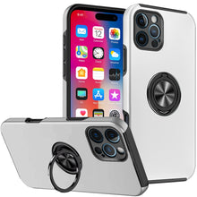 For iPhone 16 Pro 6.3in Case Dual Layer Magnetic RingStand + Tempered Glass