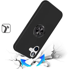 For iPhone 17 Case Rubberized Dual Layer Metal Ring Stand Cover + Tempered Glass