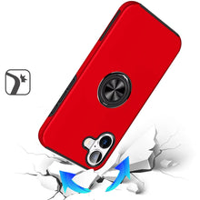 For iPhone 17 Case Rubberized Dual Layer Metal Ring Stand Cover + Tempered Glass