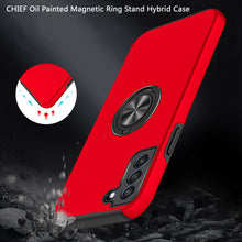 For Samsung Galaxy S22 CHIEF Oil Painted Magnetic Ring Stand Hybrid Case Cover