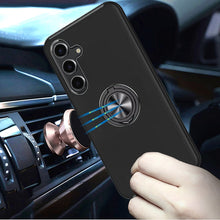 For Samsung S25/S24 Case Rubber Dual Layer Magnetic Ringstand + Tempered Glass