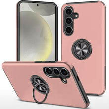 For Samsung S25/S24 Case Rubber Dual Layer Magnetic Ringstand + Tempered Glass