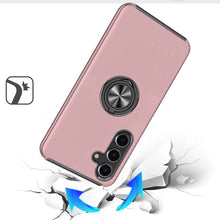 For Samsung S25/S24 Case Rubber Dual Layer Magnetic Ringstand + Tempered Glass