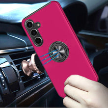 For Samsung S25 FE Case Rubber Dual Layer Magnetic RingStand + Tempered Glass