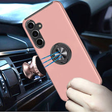 For Samsung S25 FE Case Rubber Dual Layer Magnetic RingStand + Tempered Glass