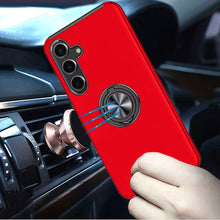 For Samsung S25 FE Case Rubber Dual Layer Magnetic RingStand + Tempered Glass