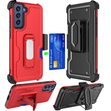 For Samsung Galaxy S22 CARD Holster with Kickstand Clip Hybrid Sturdy Case Cover