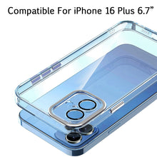 For iPhone 16 Plus 6.7in Case Clear Hybrid Cover Color Buttons + Tempered Glass