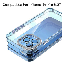 For iPhone 16 Pro 6.3in Case Clear Hybrid Cover w/ Color Buttons +Tempered Glass