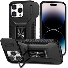 For iPhone 14 PRO MAX 6.7 in. Case Metal Stand Sliding Lens Cover Side Grip