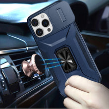 For iPhone 14 PRO MAX 6.7 in. Case Metal Stand Sliding Lens Cover Side Grip